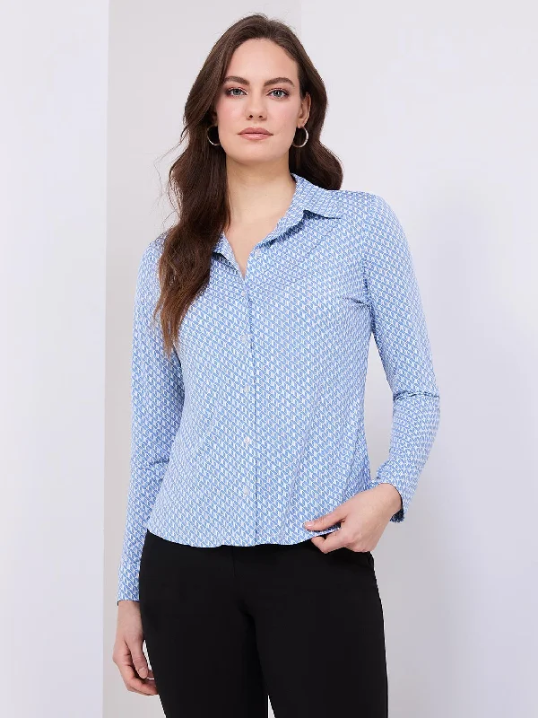 Printed Button-Front Blouse