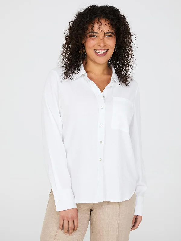 Linen Button-Front Blouse