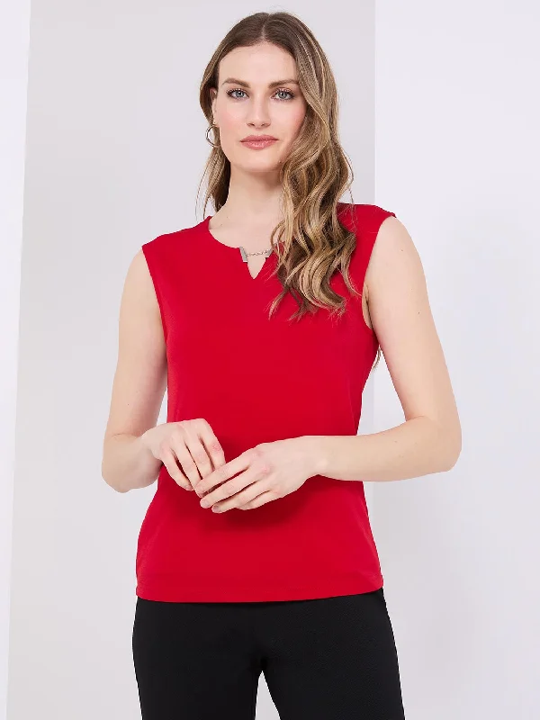 Sleeveless Top With Metal Bar Detail