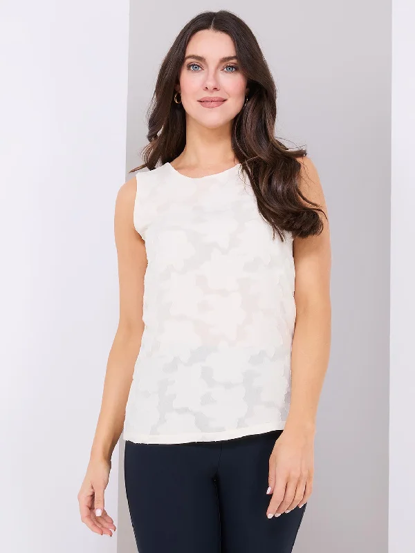 Sleeveless Floral Burnout Chiffon Top