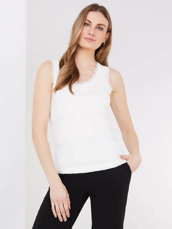 Sleeveless Lace Front Tank Top