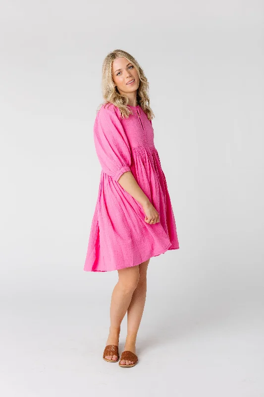 Citrus- Poppin Pink Gauze Dress