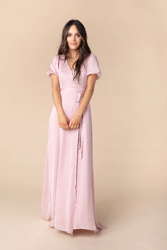 Mila Satin Dress - Dusty Pink