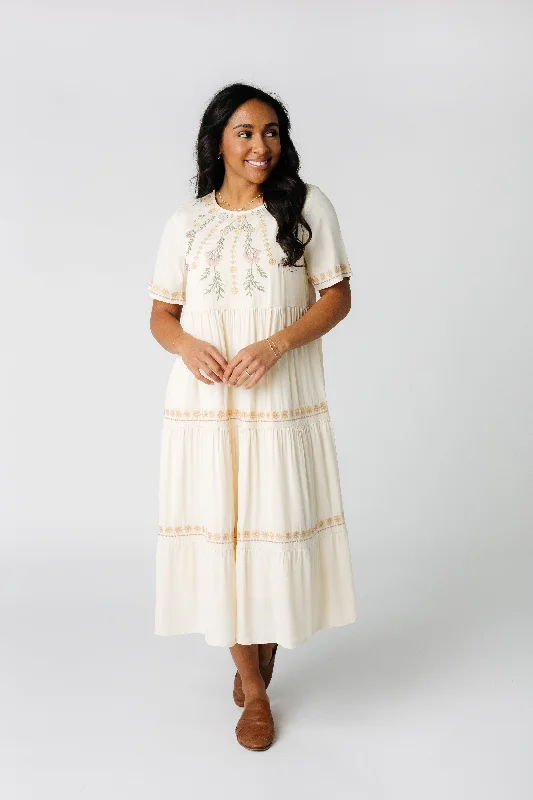 Tiered Embroidered Dress