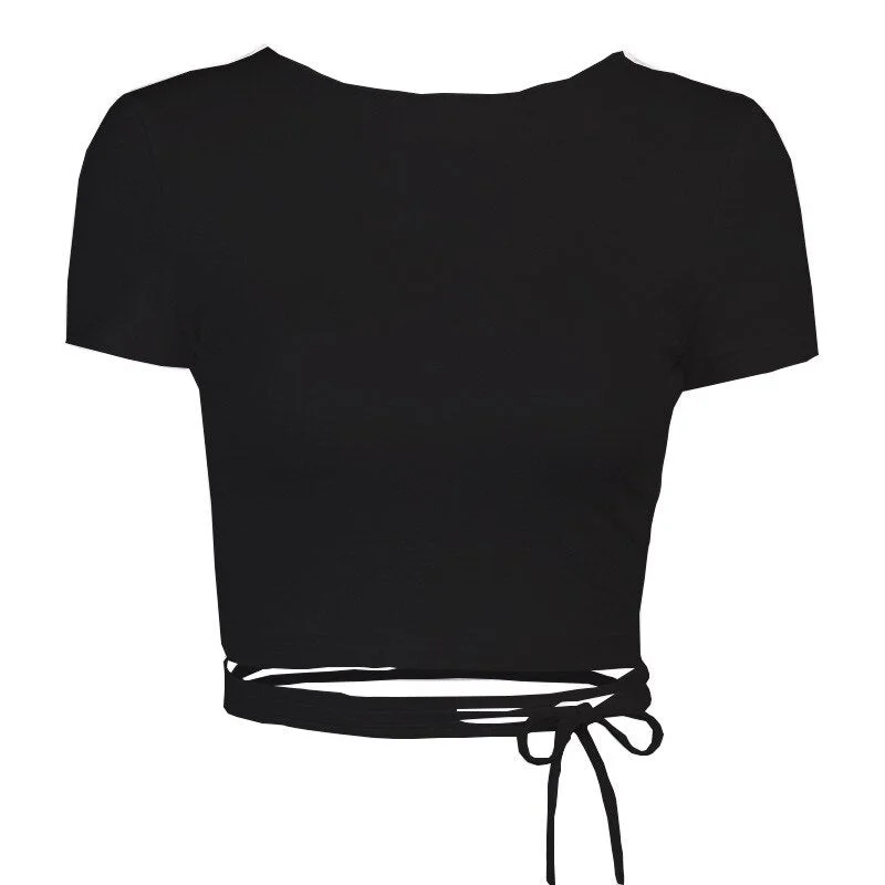 FashionSierra - Black White Simple Solid Color T-Shirts