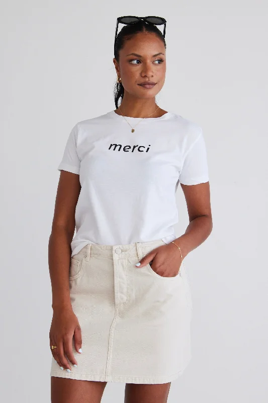 Merci White Classic Organic Tee