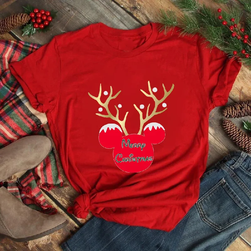 FashionSierra - Mickey Freinds Christmas Party Printed T-shirts