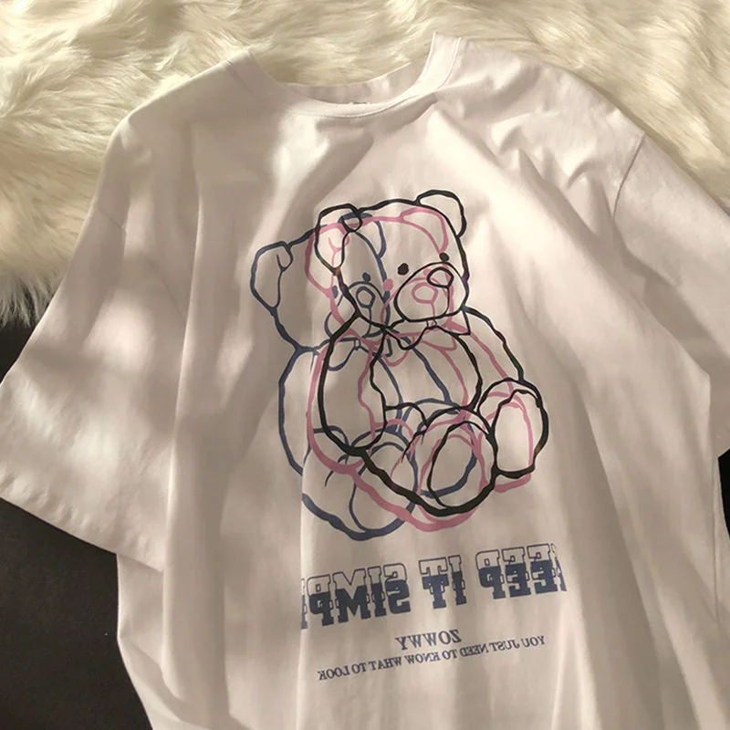 FashionSierra - Mini Cute Bear Print T-shirt