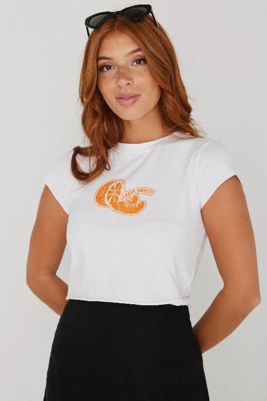 Sugar White Crop Band Tee