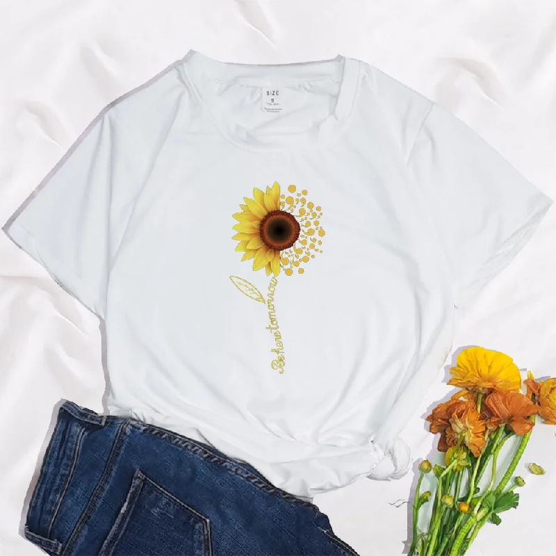 FashionSierra - Sunflower Elephant Funny Harajuku T Shirts