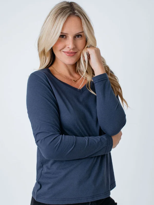 Women's Odyssey Blue Long Sleeve V-Neck