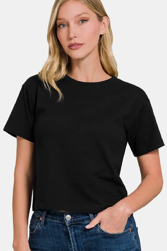 FZ Women's Round Neck Short Sleeve Cropped Tee