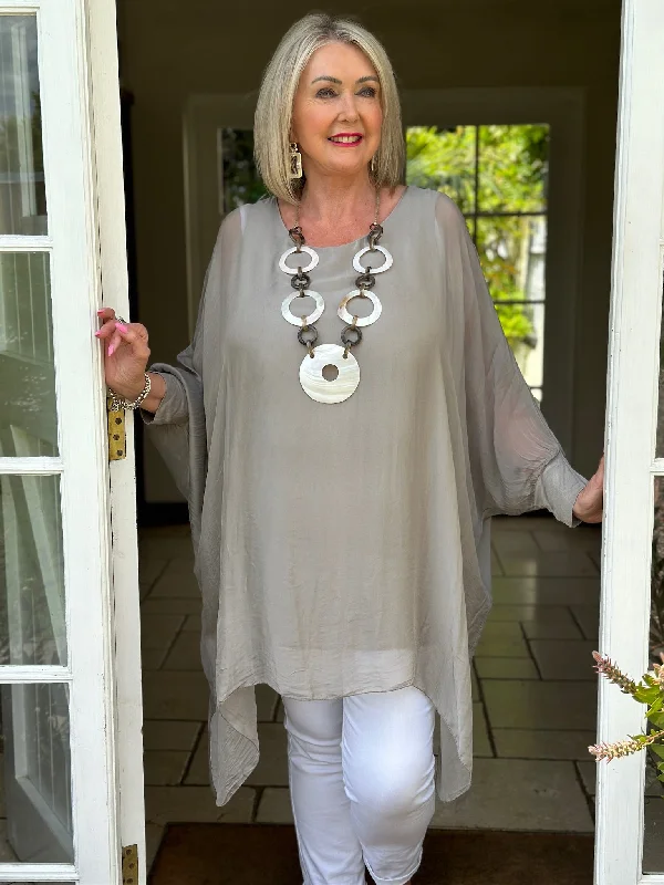 Bella Silk Blouse | Taupe