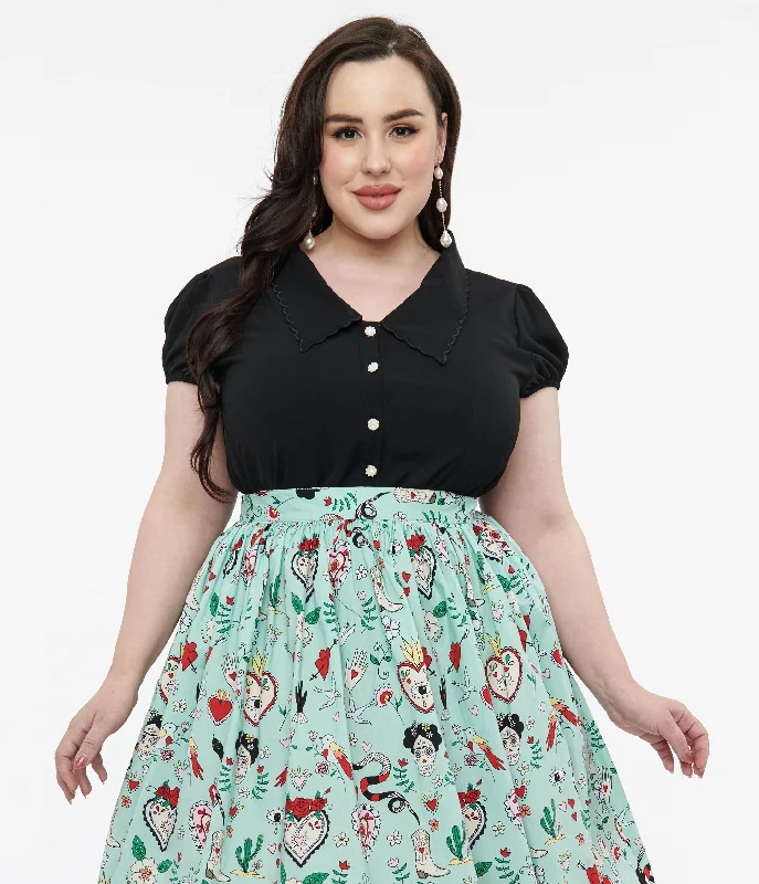 Hell Bunny Plus Size 1950s Black Maddy Blouse