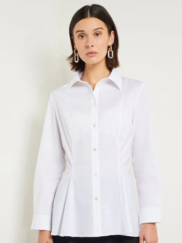 Peplum Blouse - Button Front Cotton Blend