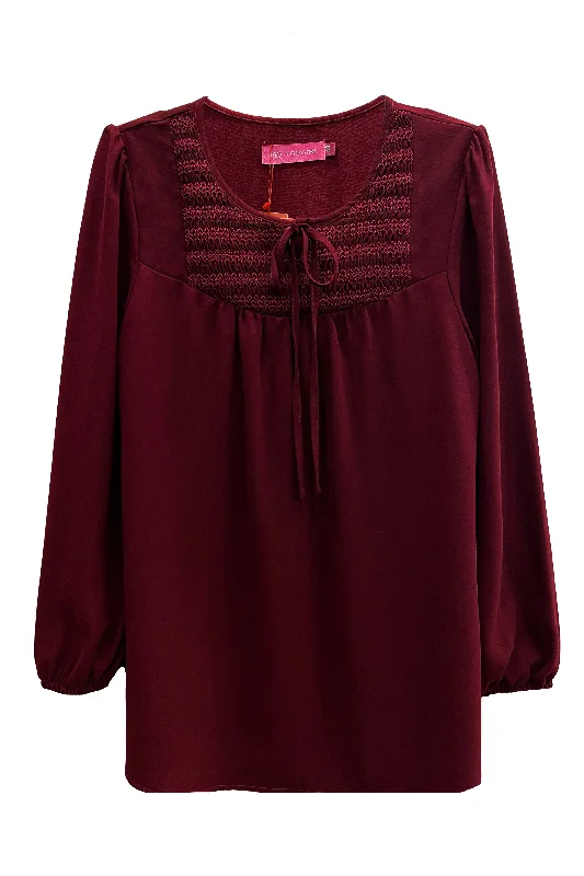 Ribbon Knot Blouse - Maroon