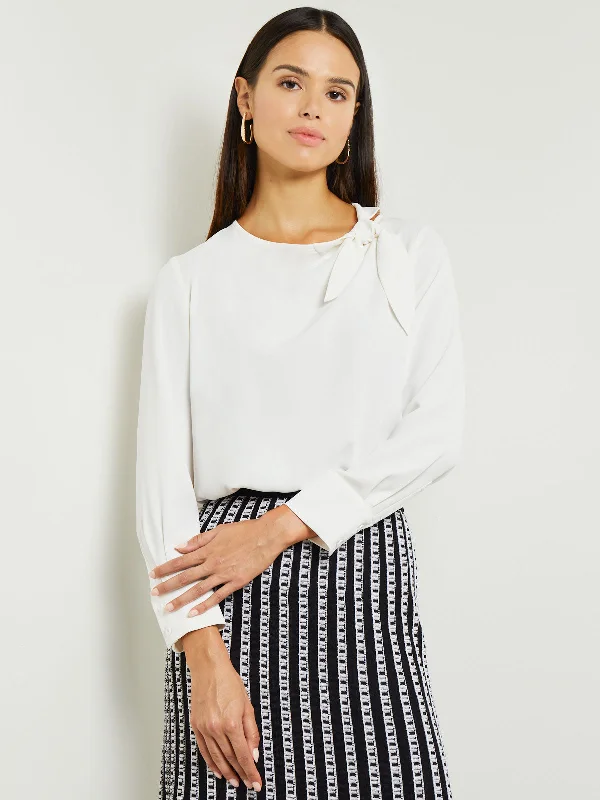 Side Tie-Neck Blouse - Crepe de Chine