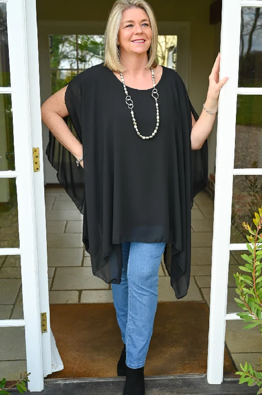 Sleeveless Floaty Blouse - Black