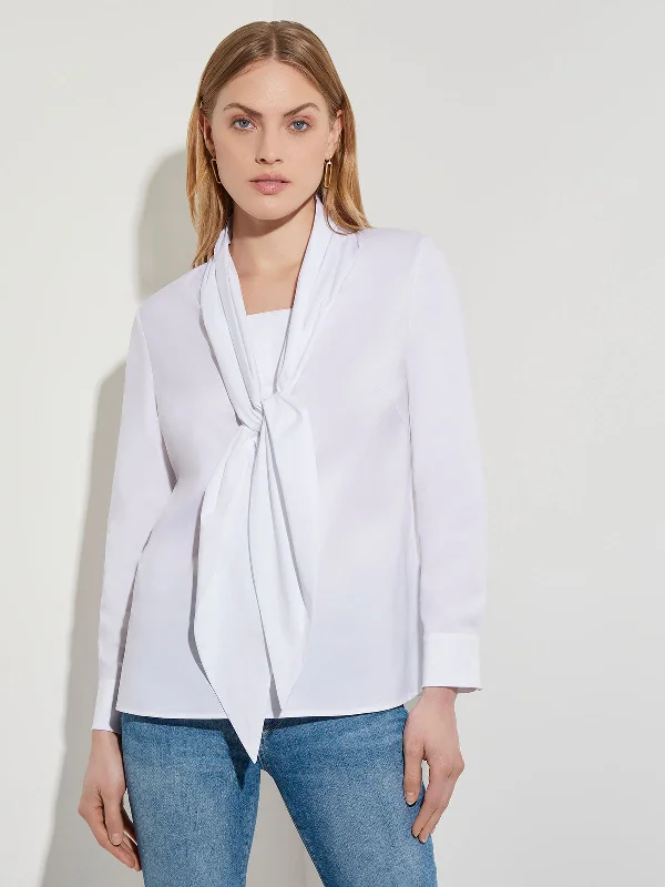 Tie-Neck Cotton Poplin Blouse