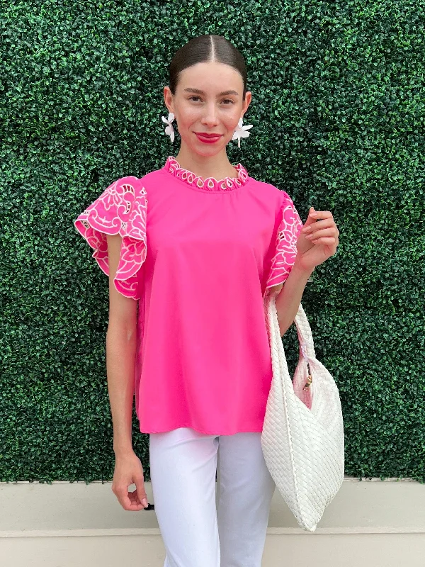 Hot Pink Flutter Blouse