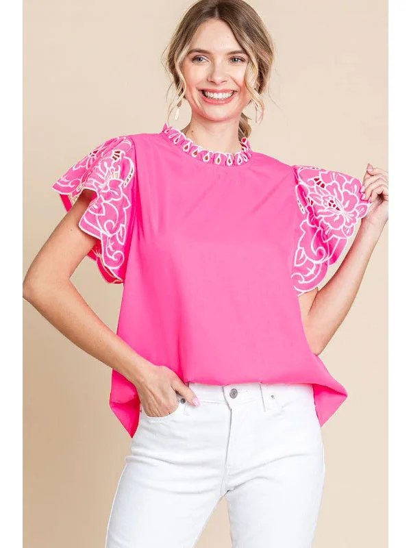 Hot Pink Flutter Blouse