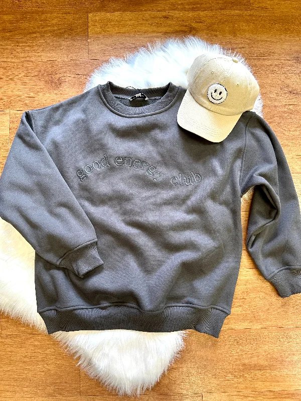 Good Energy Club Dark Charcoal Sweatshirt | Boutique Elise