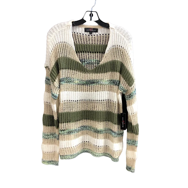 Sweater By Cmc In Cream & Green, Size: L