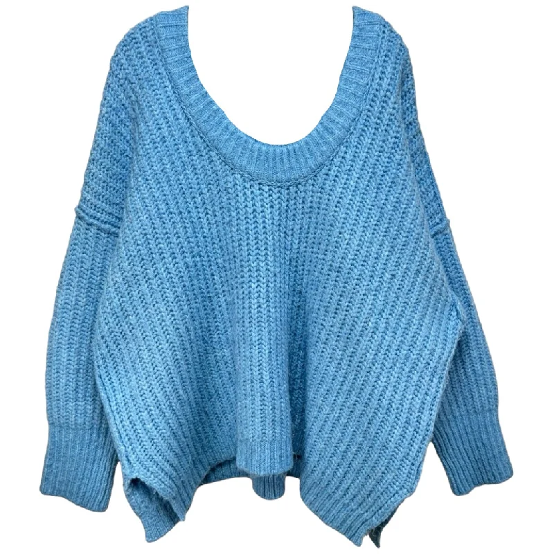 Blue Bell Oversized V-Neck Sweater By Free People In Blue, Size: S