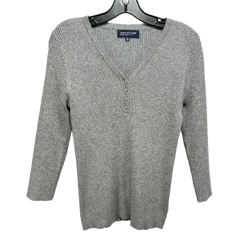 Sweater By Jones New York In Silver, Size: Petite   S