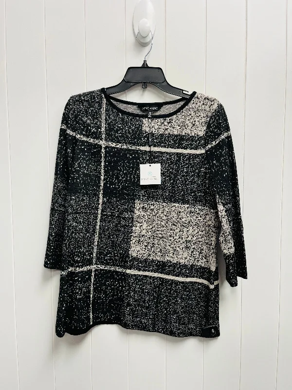 Sweater By Ming Wang In Black & Cream, Size: M