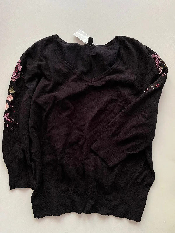 Sweater Short Sleeve By Roz And Ali In Black, Size: Xl