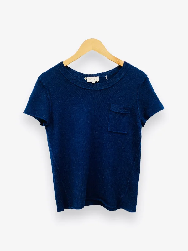 Sweater Short Sleeve By White And Warren In Blue, Size: S