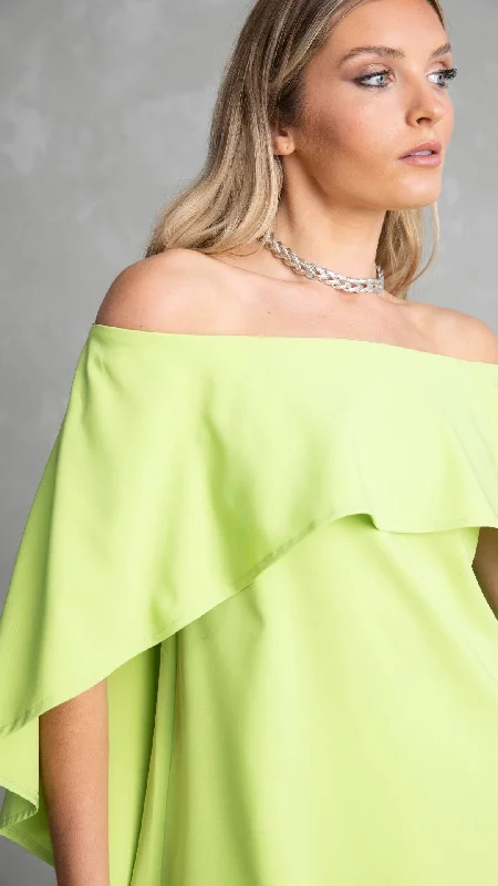 Manhattan Off The Shoulder Top - Lime Green