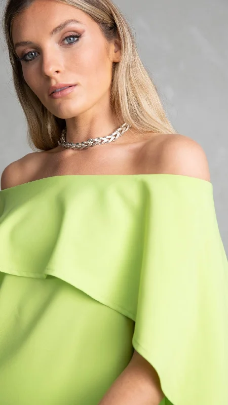 Manhattan Off The Shoulder Top - Lime Green