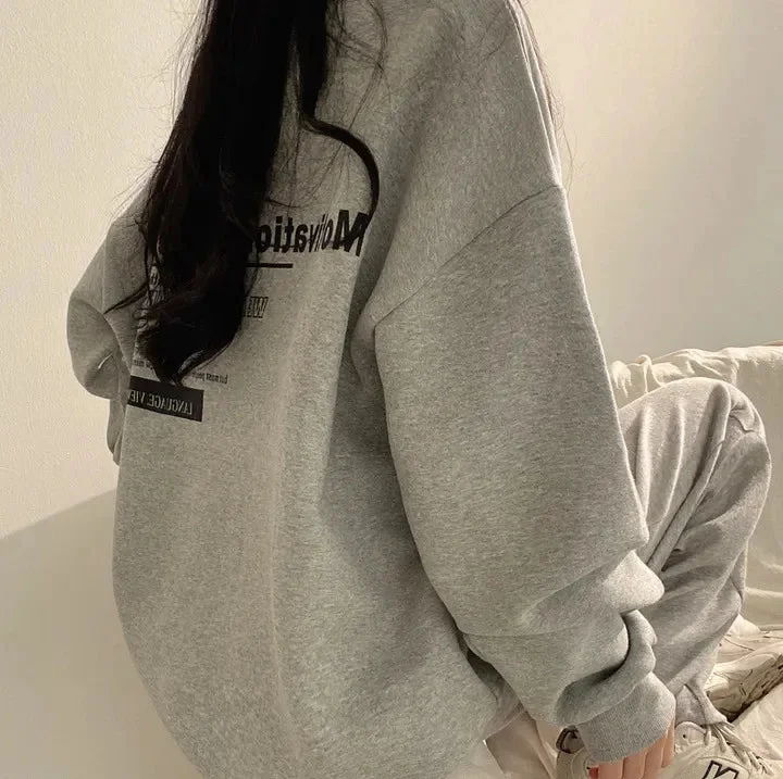 Getadme New Oversized Hoodie Women Sweatshirts Long Sleeve Hoodies Casual Letter Print Loose Pullovers Harajuku Sweatshirt Female Ins