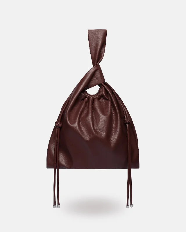 Jen Drawstring - Drawstring Okobor™ Alt-Leather Clutch Bag - Plum Chutney