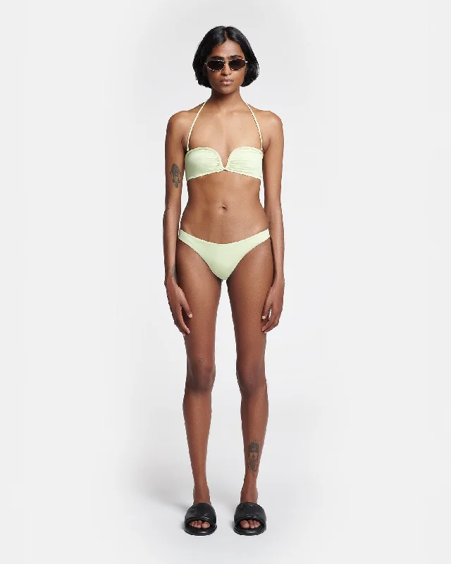 Manou - Ruched Halterneck Bikini Top - Shadow Lime