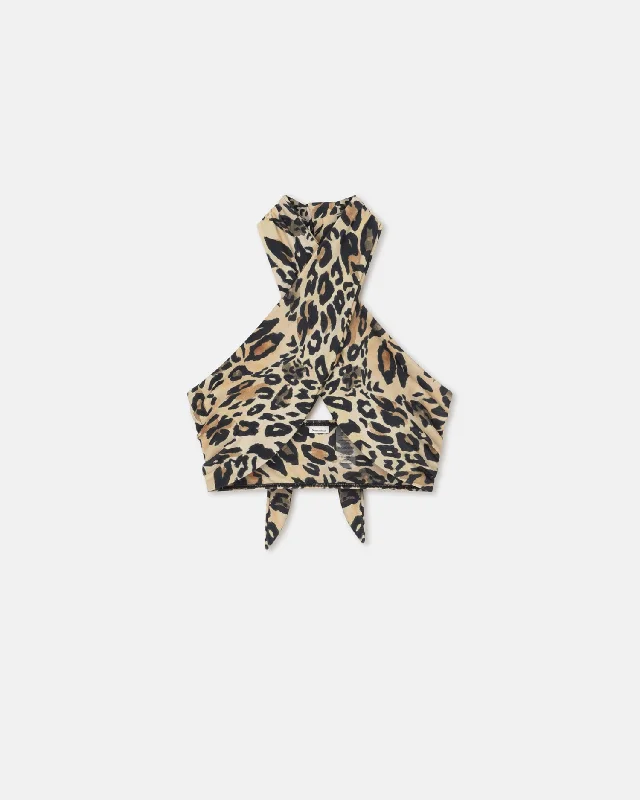 Saura - Crossover Halterneck Bikini Top - Leopard