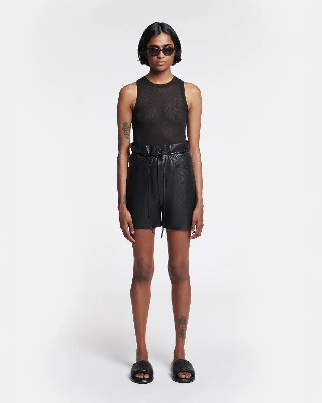 Scepa - Belted Okobor™ Alt-Leather Shorts - Black