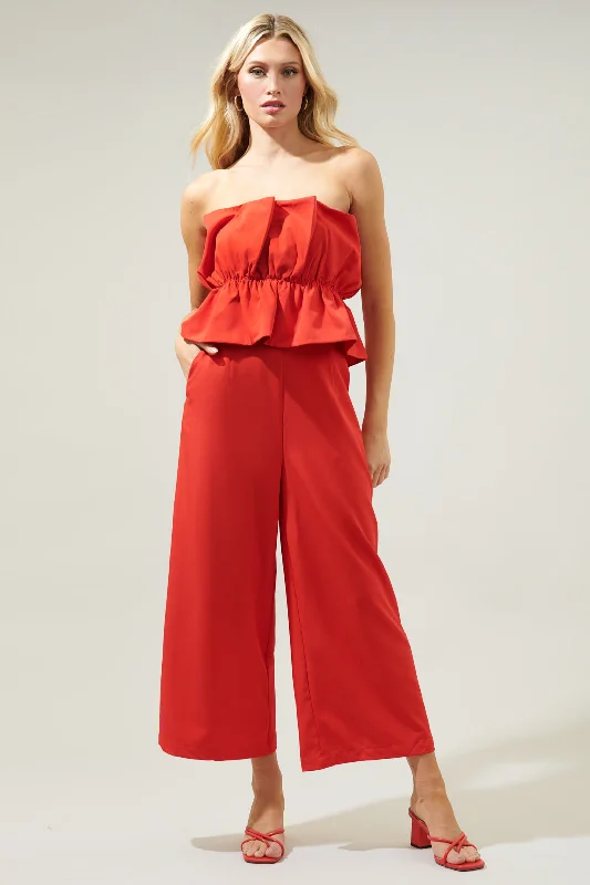 About Last Night Strapless Ruffle Jumpsuit