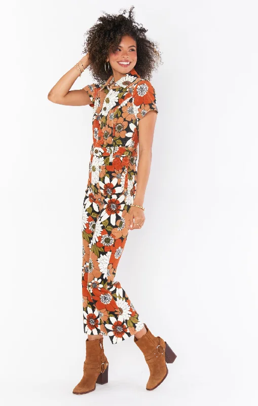 Cropped Everhart Jumpsuit ~ Hutton Floral Corduroy