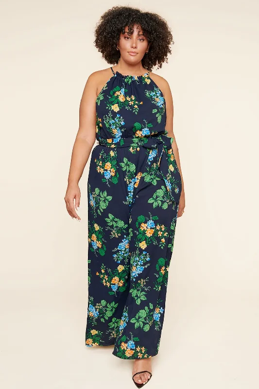 Delphine Floral Wide Leg Groover Jumpsuit Curve