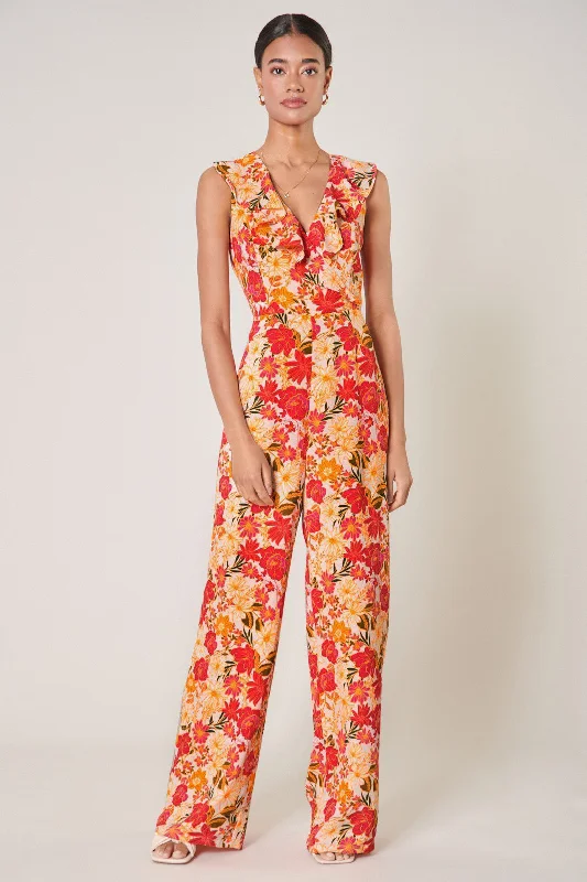 Didion Floral Sleeveless Surplice Jumpsuit