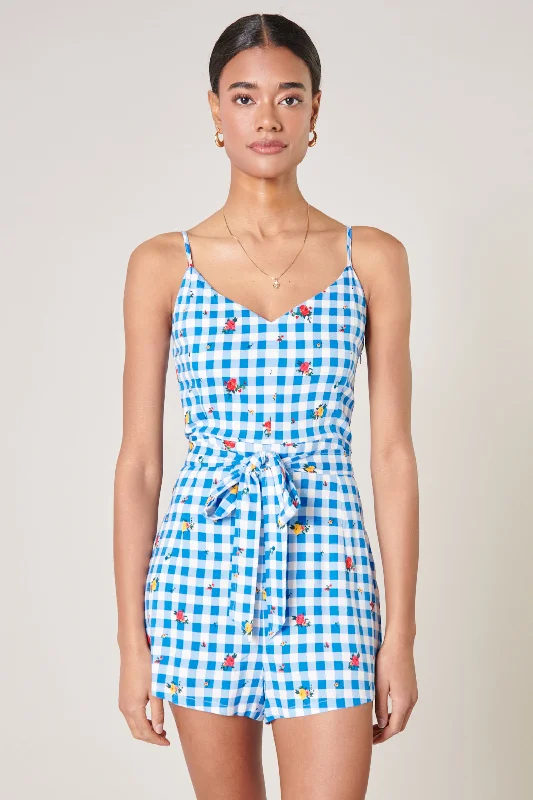 Dorothy Rosebud Gingham Tie Romper