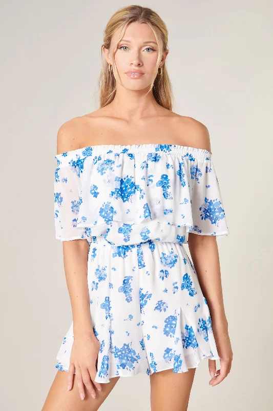 Fond of You Floral Off the Shoulder Besame Romper