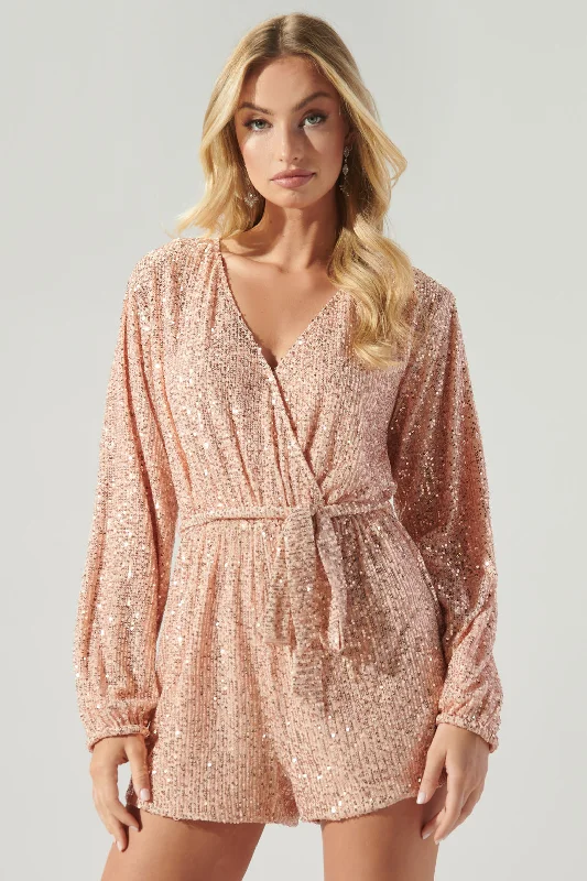 Glow Girl Surplice Sequin Romper