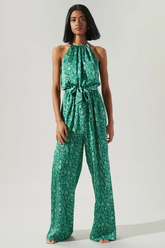 Gwendolyn Snake Print Lighthearted Trapeze Jumpsuit