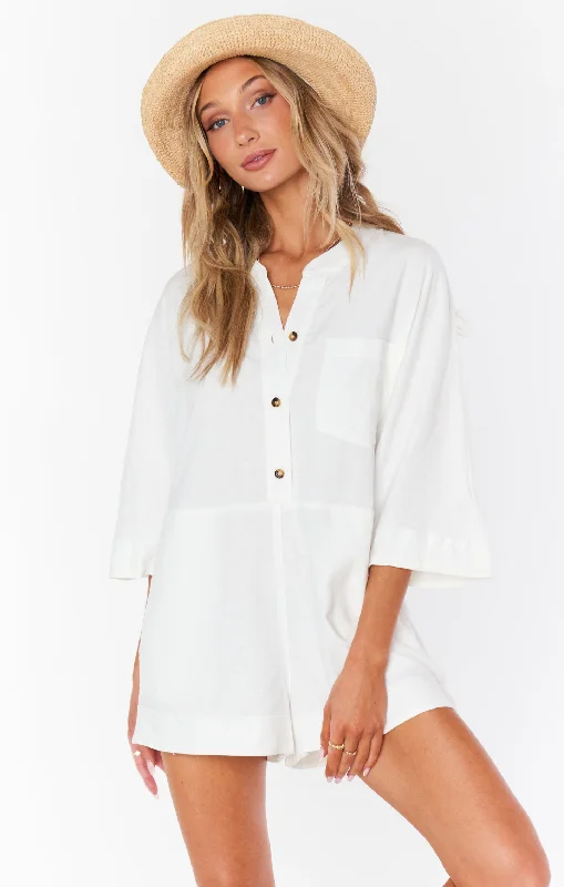 Horton Romper ~ White Linen