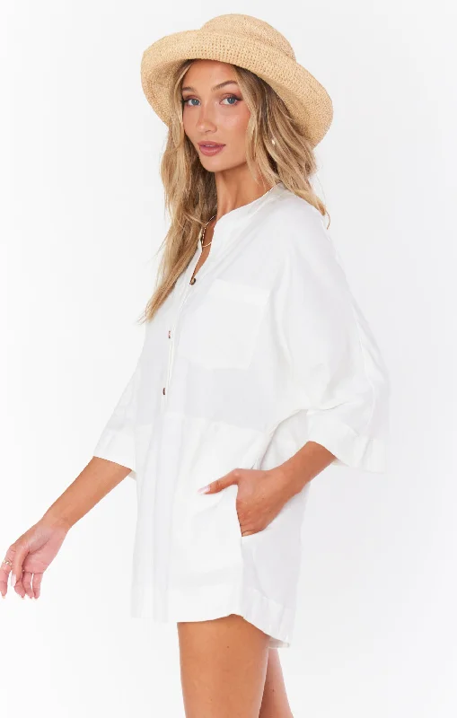 Horton Romper ~ White Linen