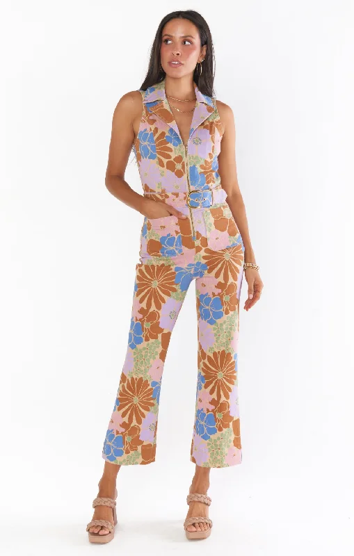 Jacksonville Cropped Jumpsuit ~ Sage Retro Garden